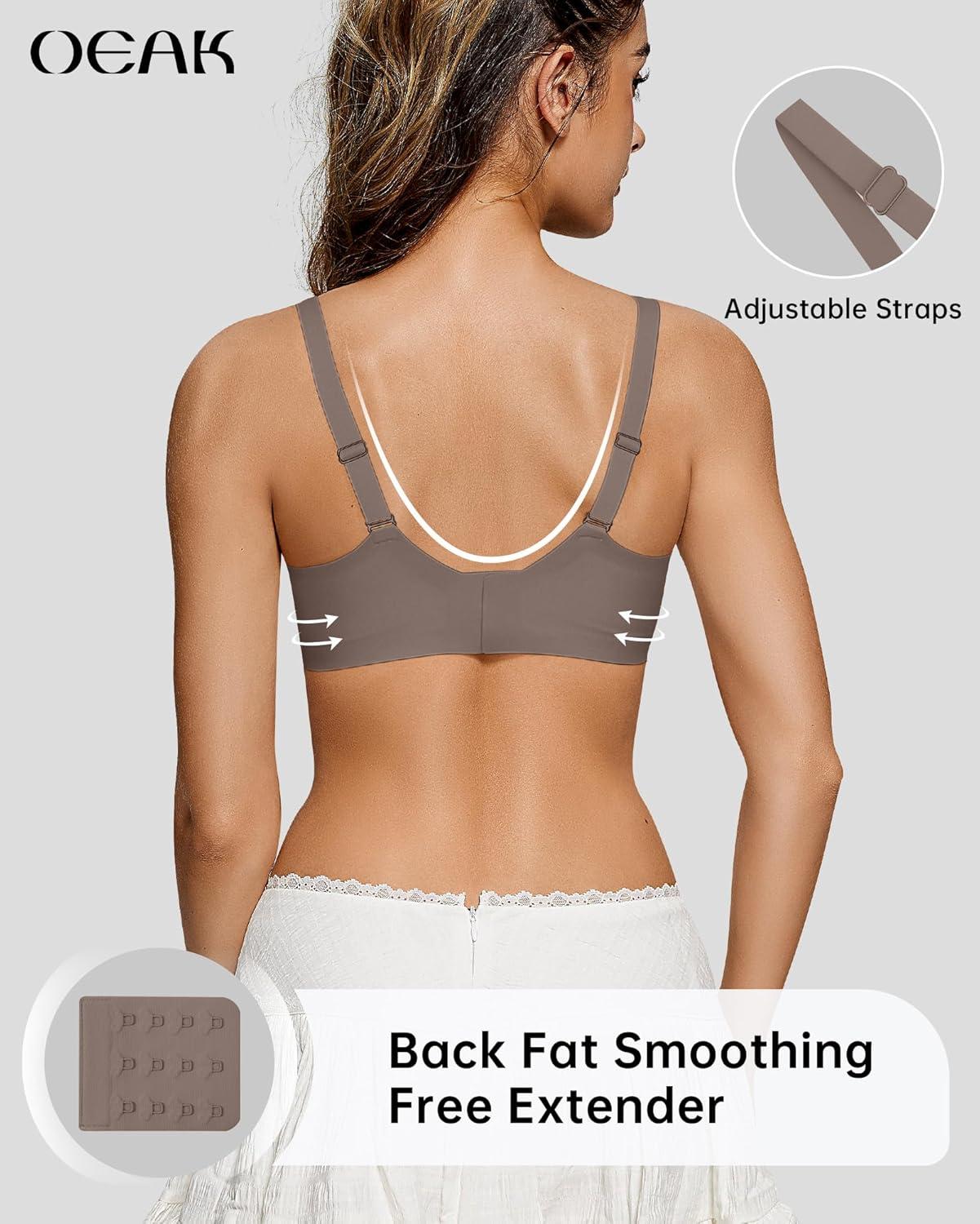 imageOEAK Womens Wireless Bras Scalloped Push Up Bralettes No Underwire Supportive Tshirt Bra Seamless Comfortable Everyday BrasGrey