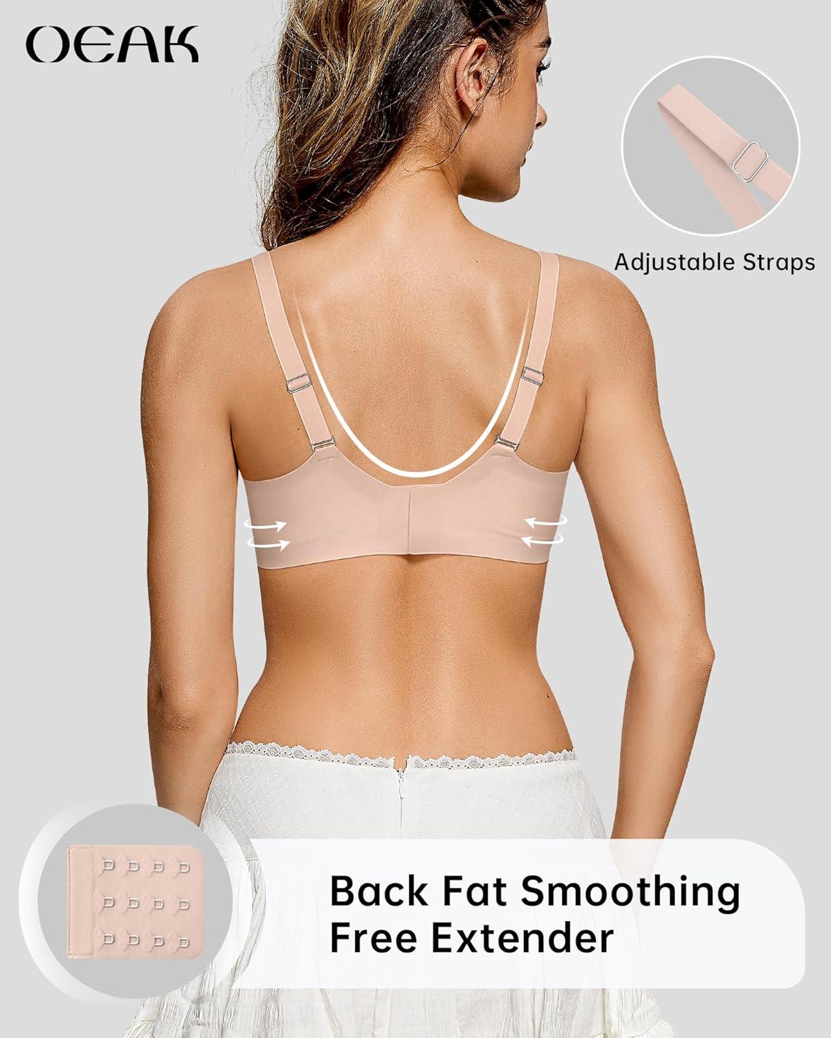 imageOEAK Womens Wireless Bras Scalloped Push Up Bralettes No Underwire Supportive Tshirt Bra Seamless Comfortable Everyday BrasNude