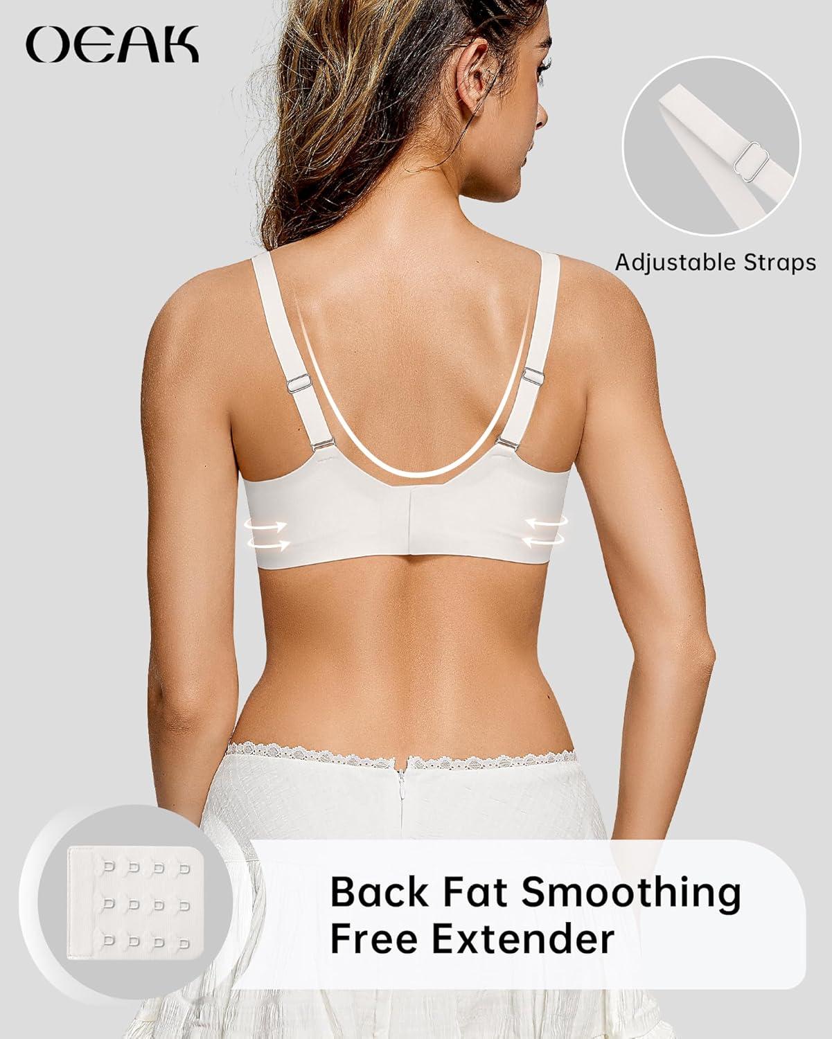 imageOEAK Womens Wireless Bras Scalloped Push Up Bralettes No Underwire Supportive Tshirt Bra Seamless Comfortable Everyday BrasWhite