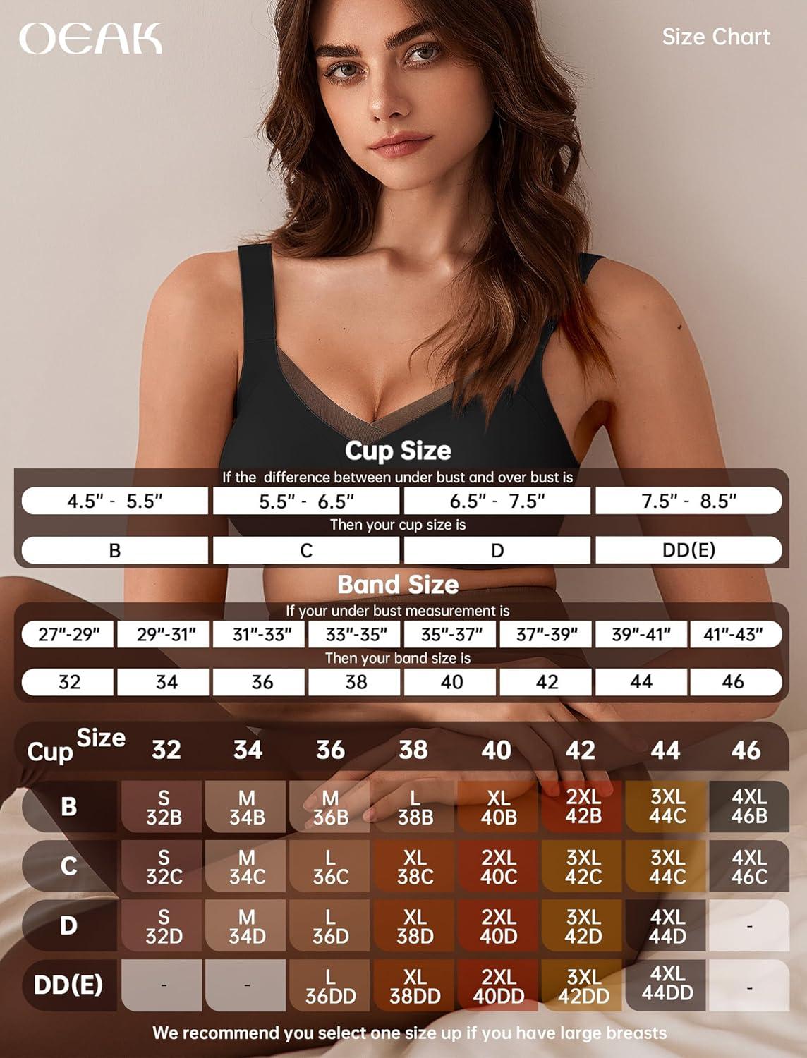 imageOEAK Womens Wireless Bras V Mesh Comfortable Bralette Supportive Tshirt Bra No Underwire Seamless Push Up Everyday BrasBlack