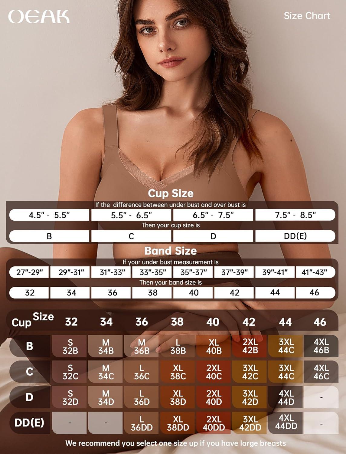 imageOEAK Womens Wireless Bras V Mesh Comfortable Bralette Supportive Tshirt Bra No Underwire Seamless Push Up Everyday BrasKhaki