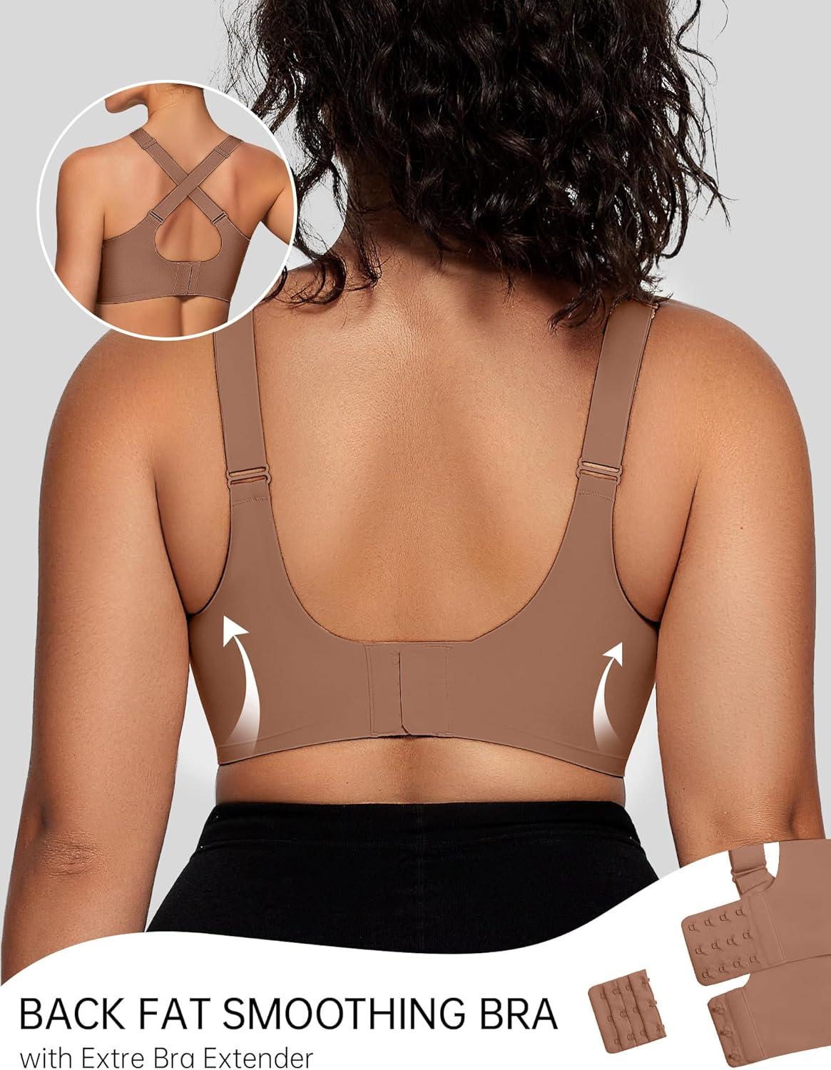 imageOEAK Womens Wireless Bras V Mesh Comfortable Bralette Supportive Tshirt Bra No Underwire Seamless Push Up Everyday BrasKhaki