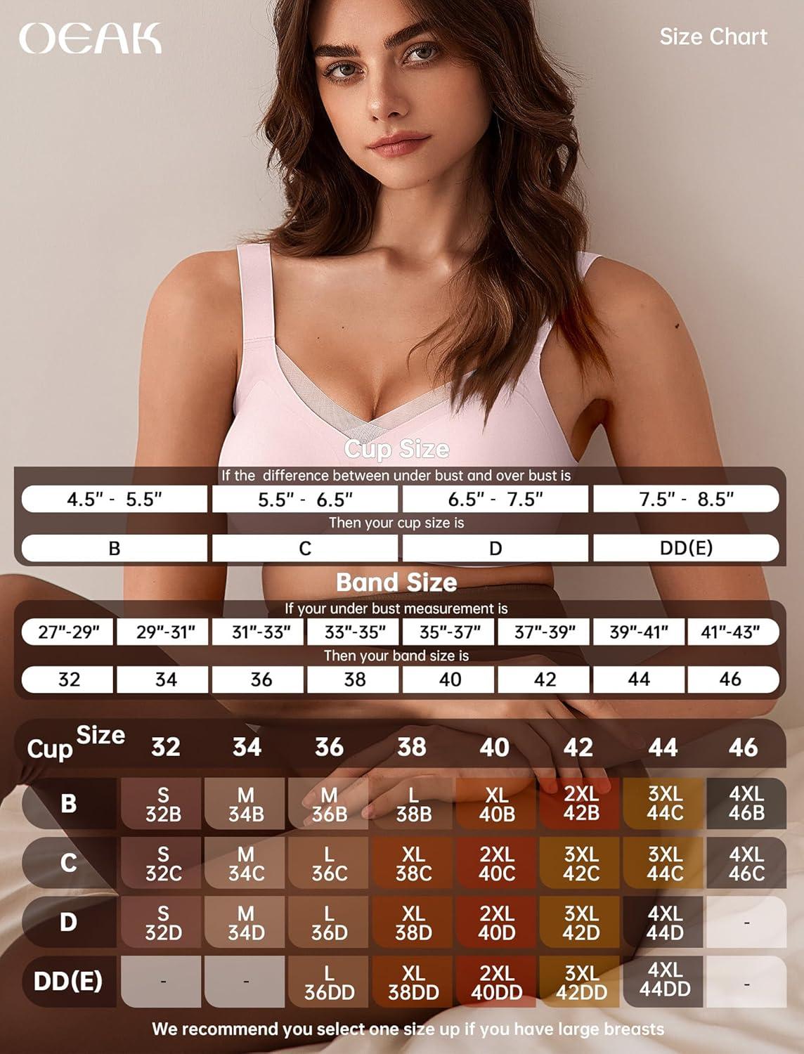 imageOEAK Womens Wireless Bras V Mesh Comfortable Bralette Supportive Tshirt Bra No Underwire Seamless Push Up Everyday BrasPink