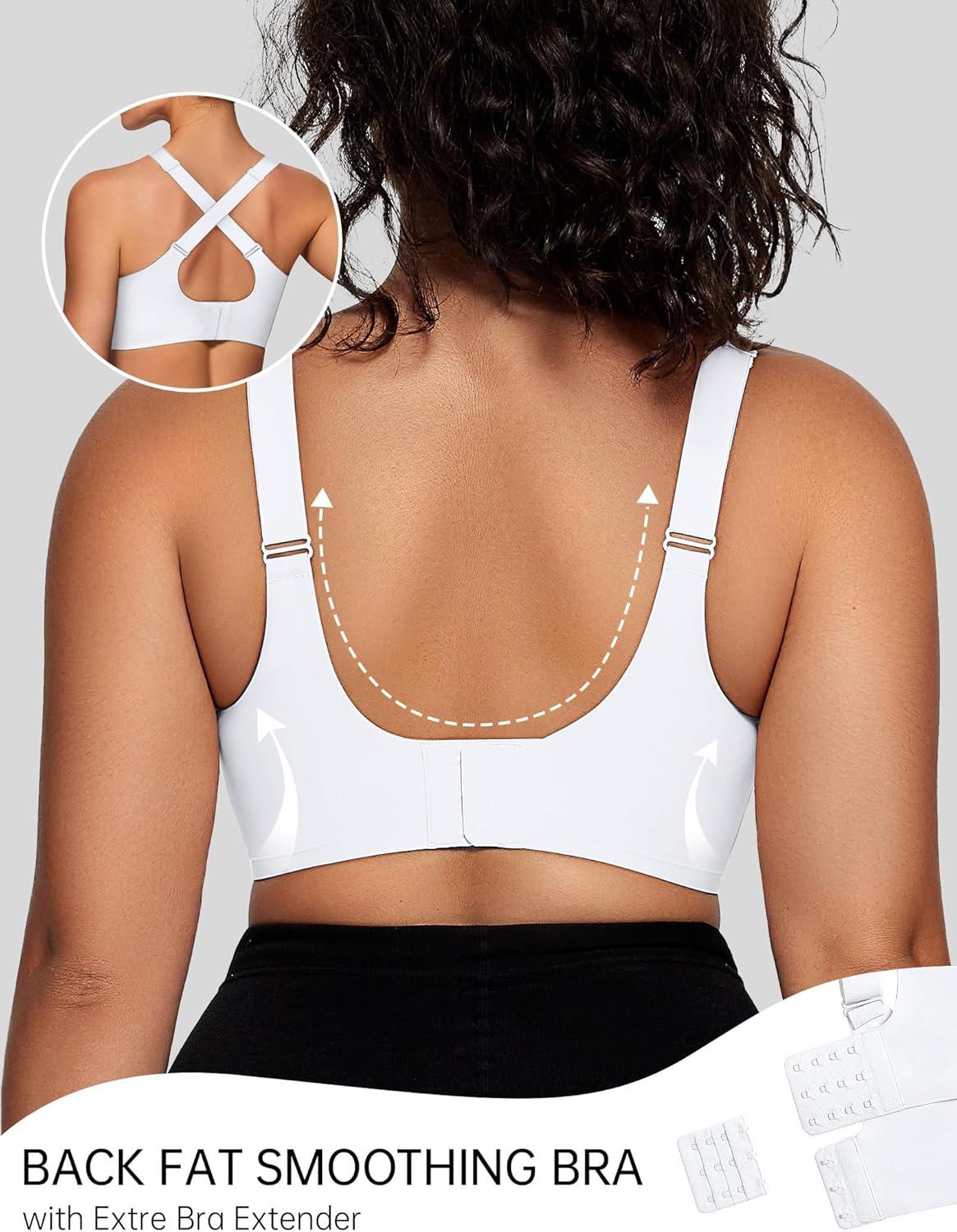 imageOEAK Womens Wireless Bras V Mesh Comfortable Bralette Supportive Tshirt Bra No Underwire Seamless Push Up Everyday BrasWhite