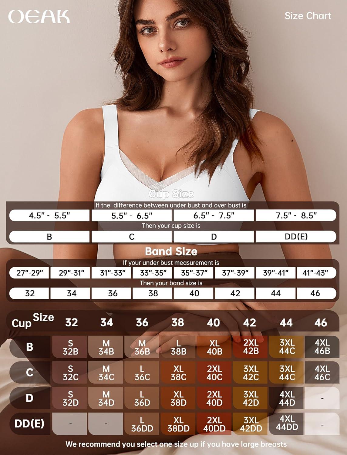 imageOEAK Womens Wireless Bras V Mesh Comfortable Bralette Supportive Tshirt Bra No Underwire Seamless Push Up Everyday BrasWhite