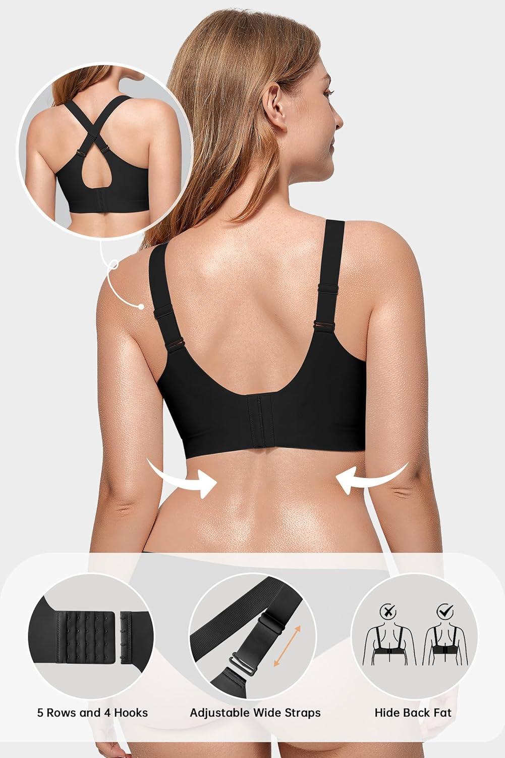 imageOEAK Womens Wireless Push Up Bras Comfortable Seamless Supportive Full Coverage Scalloped Convertible Everyday Tshirt Bra