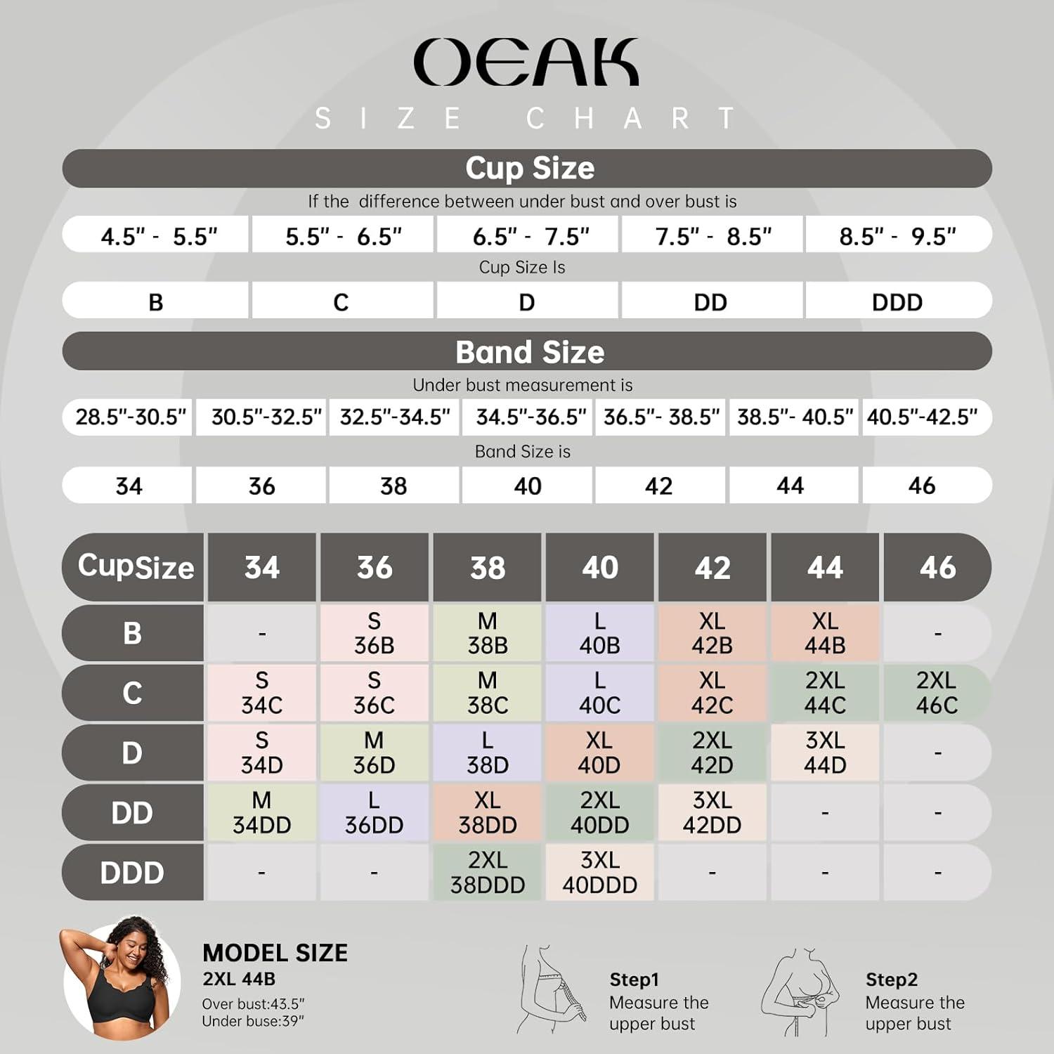 imageOEAK Womens Wireless Push Up Bras Comfortable Seamless Supportive Full Coverage Scalloped Convertible Everyday Tshirt Bra