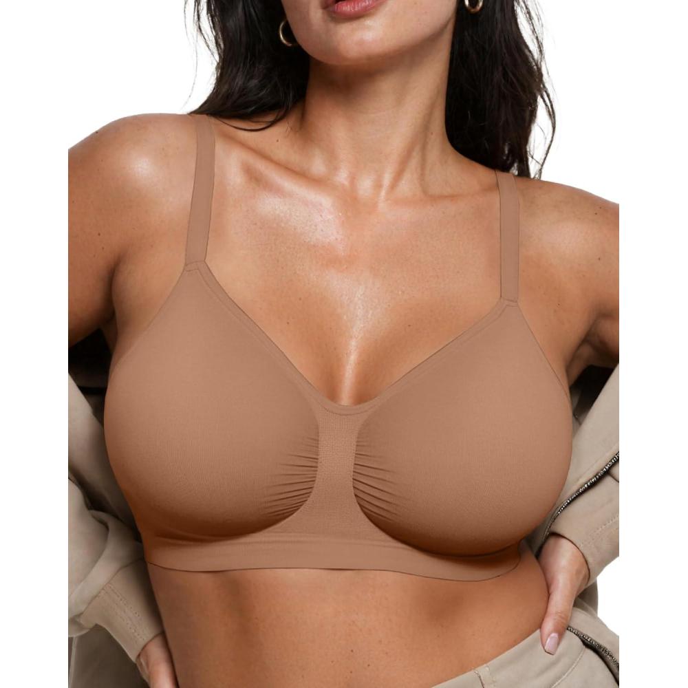 imageOEAK Bralettes for Women with Support Comfortable Wireless Bras Seamless Bralette No Underwire Bra Cute Everyday Tshirt Bras Sienna XXL