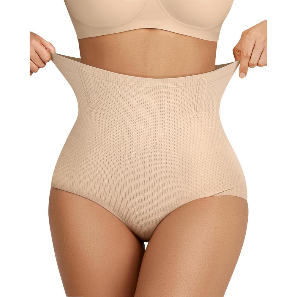 imageOEAK Tummy Control Shapewear for Women Seamless Girdle High Waisted Body Shaper Underwear Panty Smooth Under Dress ShapewearNude