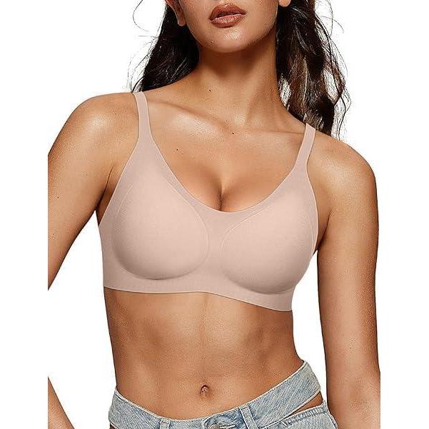 imageOEAK Womens Wireless Bras Comfortable Push Up Bra Smooth U Neck Bralette Full Coverage Bras Seamless Tshirt Everyday BrasNude