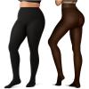 imageOEAK Thermal Warm Thick Opaque Pantyhose Black MLFleece Lined Tights Sheer Fake Translucent Black LXL 200g