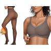 imageOEAK Womens Fleece Lined Tights Leggings Sheer Fake Translucent Tights Womens Wireless Bras V Mesh Comfortable Bralette Supportive Tshirt Bra Coffee 220g LXL PLUS Grey XL