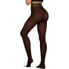 imageOEAK Womens Fleece Lined Tights Sheer Fake Translucent Pantyhose Thermal Tights High Waisted Footed Leggings SXXL 220g SM Brown