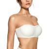 imageOEAK Womens Strapless Bras Push Up Bandeau Bra Non Slip Wireless Supportive Padded Bras Seamless Comfortable Tube Bra White Medium