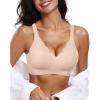 imageOEAK Womens Wireless Bras Push Up Support Full Coverage Bralettes No Underwire Bra Comfortable Everyday Seamless Tshirt Bras Nude with Jacquard Weave L
