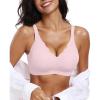 imageOEAK Womens Wireless Bras Push Up Support Full Coverage Bralettes No Underwire Bra Comfortable Everyday Seamless Tshirt Bras S Pink