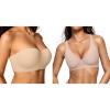 imageOEAK Womens Wireless Deep V Bras Nude 3XLStrapless Bras Underwire NonSlip Tube Top Bra Nude 40DD