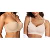 imageOEAK Womens Wireless Deep V Bras Nude LStrapless Bras Underwire NonSlip Tube Top Bra Nude 36D