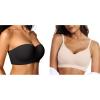 imageOEAK Womens Wireless Push Up Bras Nude LWomens Strapless Bras Seamless Padded Bandeau Bra Black 36C