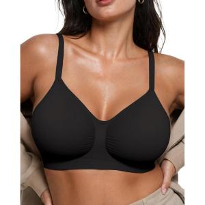 OEAK Bralettes for Women No Padding Comfortable Wireless Bras Seamless Bralette No Underwire Bra Cute Everyday Tshirt Bras(Black)
