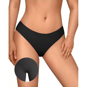 OEAK Seamless Thongs for Women Invisible Thongs No Show Thong Panty Liners Tangas Comfortable Workout G-Strings Underwear(Black)