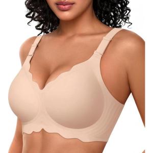 OEAK Women Bras No Underwire Scalloped Push Up Buttery Soft Tshirt Bra Seamless Full Coverage Convertible Everyday Bra(02 Nude)