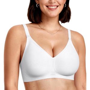 OEAK Women Comfortable Push Up Bras Wireless Seamless Full Coverage Bralette Buttery Soft Everyday Tshirt Bra Convertible Bra White M