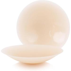 OEAK Women Nipple Covers Reusable Seamless Pasties Sticky Adhesive Silicone Bra Breast Petals A-DD for Strapless Dress(Crème)