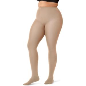OEAK Womens Fleece Lined Tights Leggings Plus Size Thermal Warm Thick Opaque Tights Tummy Control High Waisted Pantyhose(Cream Nude)