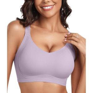OEAK Womens Seamless Push Up Bras No Underwire Full Coverage Comfortable Bra V Neck Bralettes Wireless Everyday Bra(Light Purple)