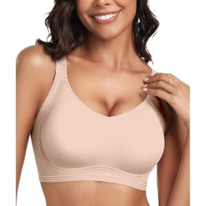 OEAK Womens Seamless Push Up Bras No Underwire Full Coverage Comfortable Bra V Neck Bralettes Wireless Everyday Bra(Nude)