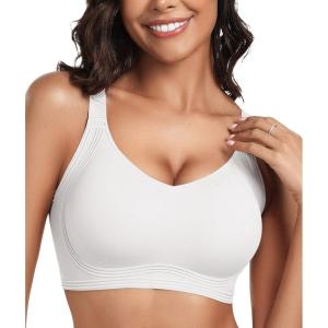 OEAK Womens Seamless Push Up Bras No Underwire Full Coverage Comfortable Bra V Neck Bralettes Wireless Everyday Bra(White)
