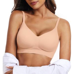 OEAK Womens Wireless Bras Comfortable Push Up Bra No Underwire Bra Full Support Lift Bralette Everyday Seamless Tshirt Bras(Blush Nude)