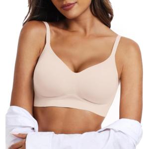 OEAK Womens Wireless Bras Comfortable Push Up Bra No Underwire Bra Full Support Lift Bralette Everyday Seamless Tshirt Bras(Nude)