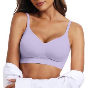 OEAK Womens Wireless Bras Comfortable Push Up Bra No Underwire Bra Full Support Lift Bralette Everyday Seamless Tshirt Bras(Purple)