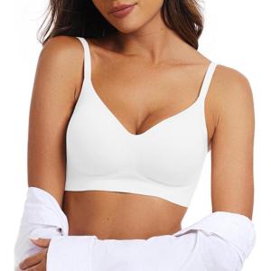 OEAK Womens Wireless Bras Comfortable Push Up Bra No Underwire Bra Full Support Lift Bralette Everyday Seamless Tshirt Bras(White)
