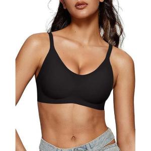 OEAK Womens Wireless Bras Comfortable Push Up Bra Smooth U Neck Bralette Full Coverage Bras Seamless Tshirt Everyday Bras(Black)