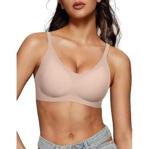 OEAK Womens Wireless Bras Comfortable Push Up Bra Smooth U Neck Bralette Full Coverage Bras Seamless Tshirt Everyday Bras(Nude)
