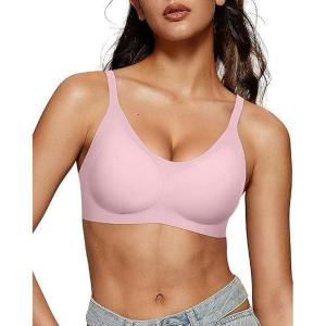 OEAK Womens Wireless Bras Comfortable Push Up Bra Smooth U Neck Bralette Full Coverage Bras Seamless Tshirt Everyday Bras(Pink)