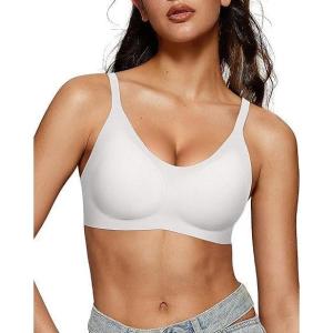 OEAK Womens Wireless Bras Comfortable Push Up Bra Smooth U Neck Bralette Full Coverage Bras Seamless Tshirt Everyday Bras(White)