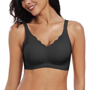 OEAK Womens Wireless Bras Push Up Support Full Coverage Bralettes No Underwire Bra Comfortable Everyday Seamless Tshirt Bras Black 3XL