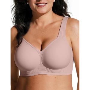 OEAK Womens Wireless Jelly Bra Plus Size Supportive Seamless Bras Full Coverage Push Up Comfortable No Underwire Tshirt Bras(Dusty Rose)