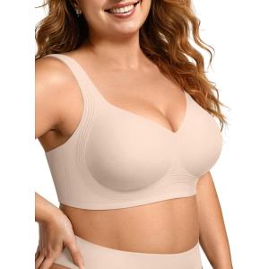 OEAK Womens Wireless Jelly Bra Plus Size Supportive Seamless Bras Full Coverage Push Up Comfortable No Underwire Tshirt Bras(Skin Color)