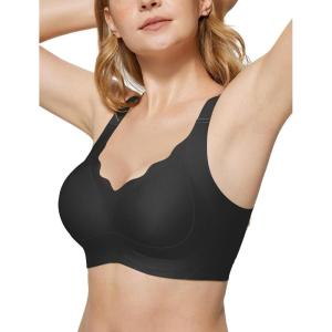 OEAK Womens Wireless Push Up Bras Comfortable Seamless Supportive Full Coverage Scalloped Convertible Everyday Tshirt Bra