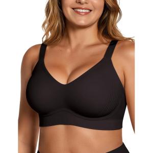 OEAK Womens Wireless Seamless Bras Full Coverage Supportive Lounge Bra Push Up Plus Size Everyday Bra Comfortable Tshirt Bras(Black)