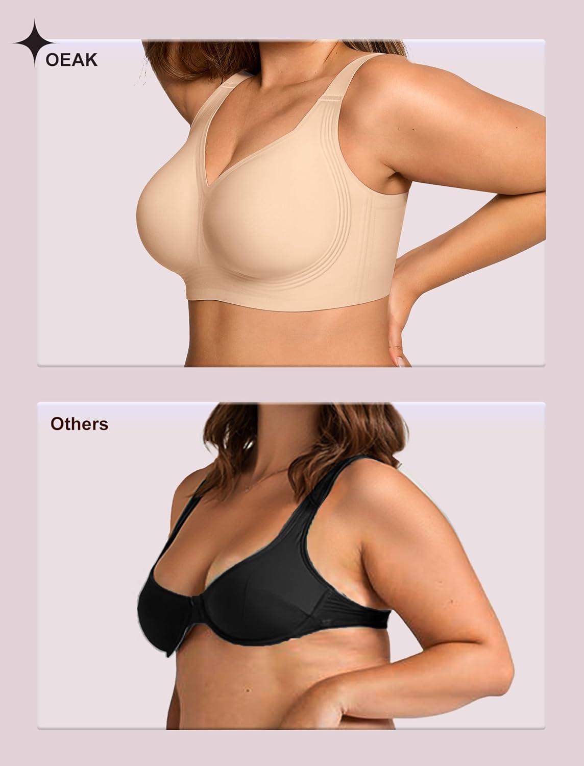 imageOEAK Tummy Control Shapewear Shorts ampamp Supportive Wireless Bras Nude M
