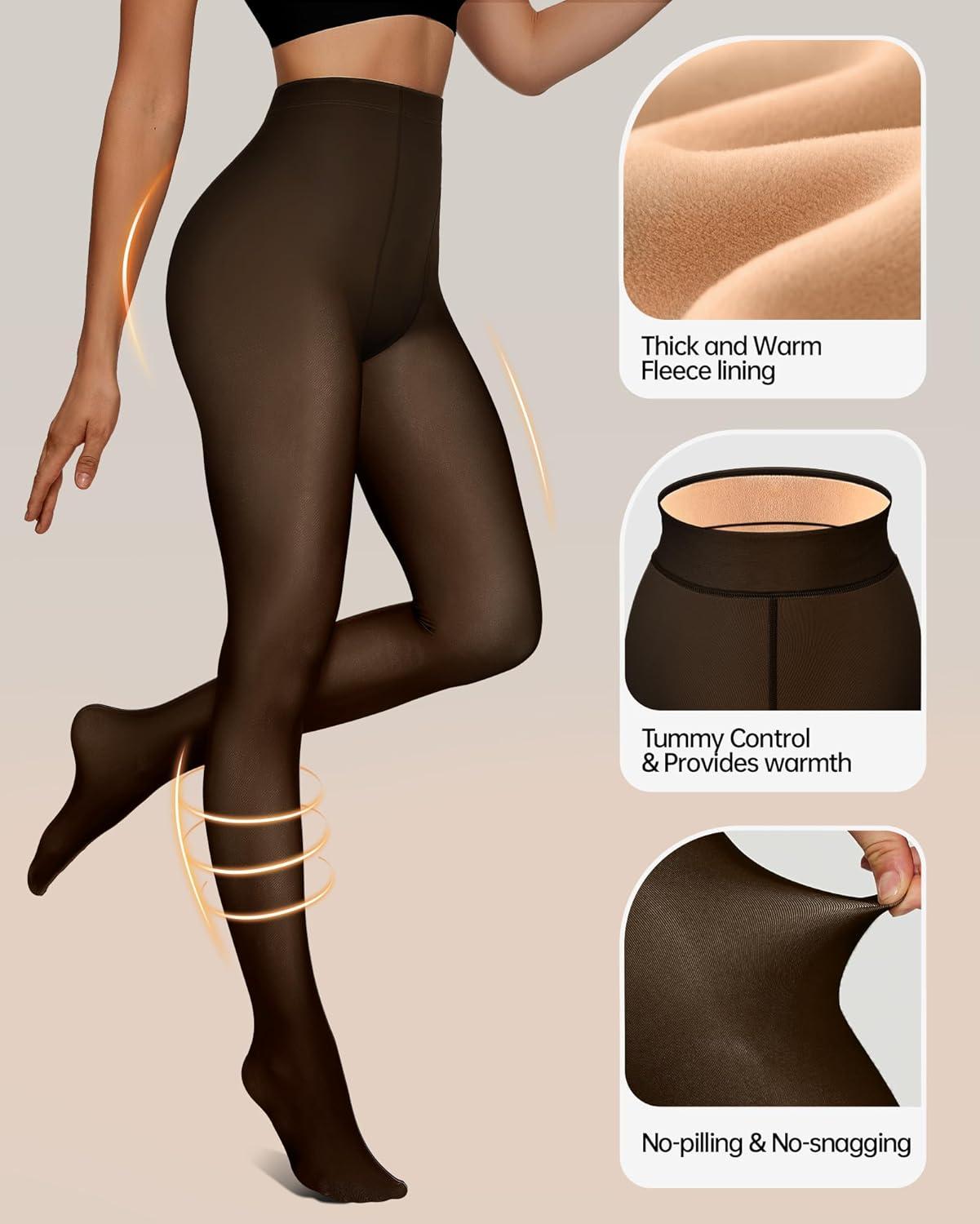 imageOEAK Womens Fleece Lined Tights Fake Translucent Pantyhose Womens Wireless Bras V Mesh Comfortable Bralette Supportive Tshirt Bra No Underwire Fake Translucent Black 220g 2XL XL