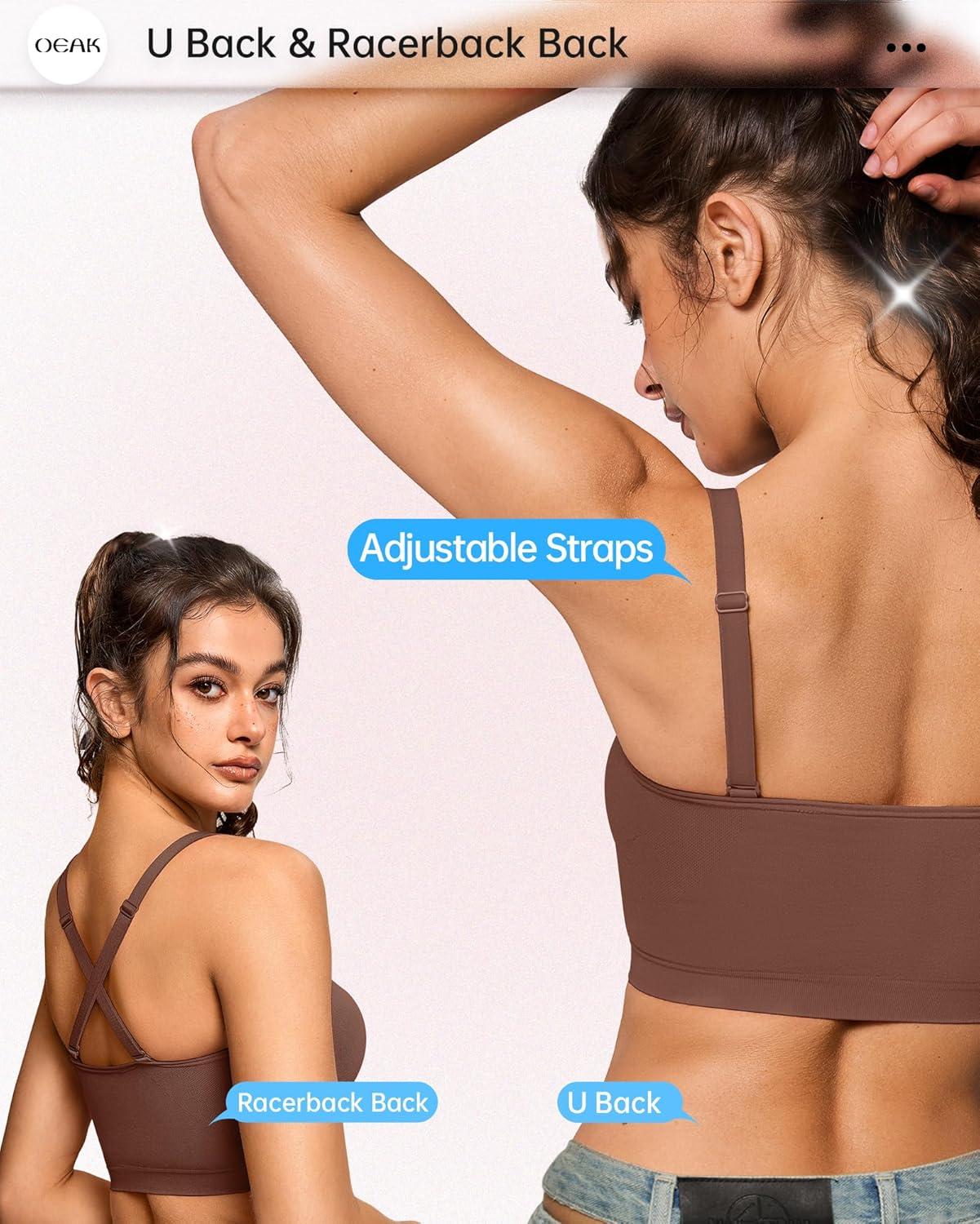 imageOEAK Womens Strapless Bras Bandeau Bra Nude ampamp Bralettes for Women with Support Chocolate L
