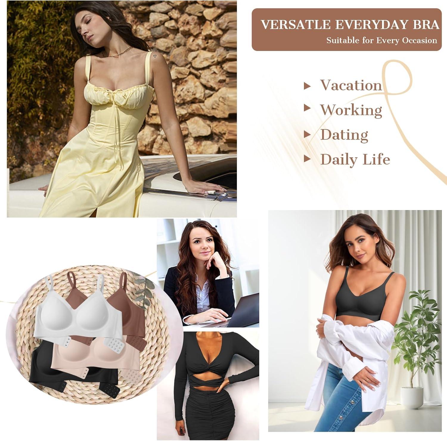 imageOEAK Womens Wireless Bras Comfortable Push Up Bra No Underwire Bra Full Support Lift Bralette Everyday Seamless Tshirt Bras 2XL Black