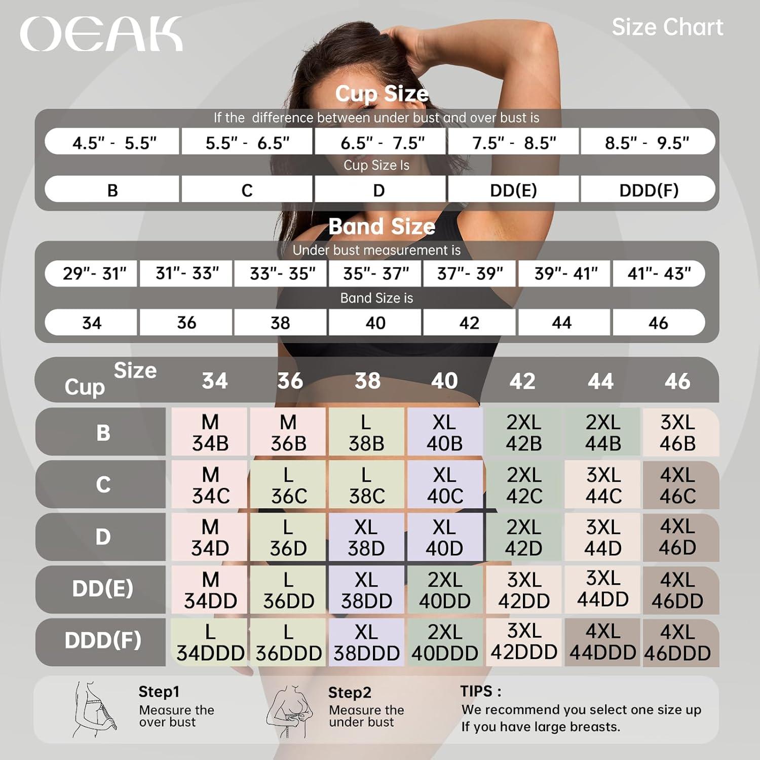 imageOEAK Womens Wireless Bras Supportive Black ampamp Strapless Bandeau Bras Non Slip Nude XL